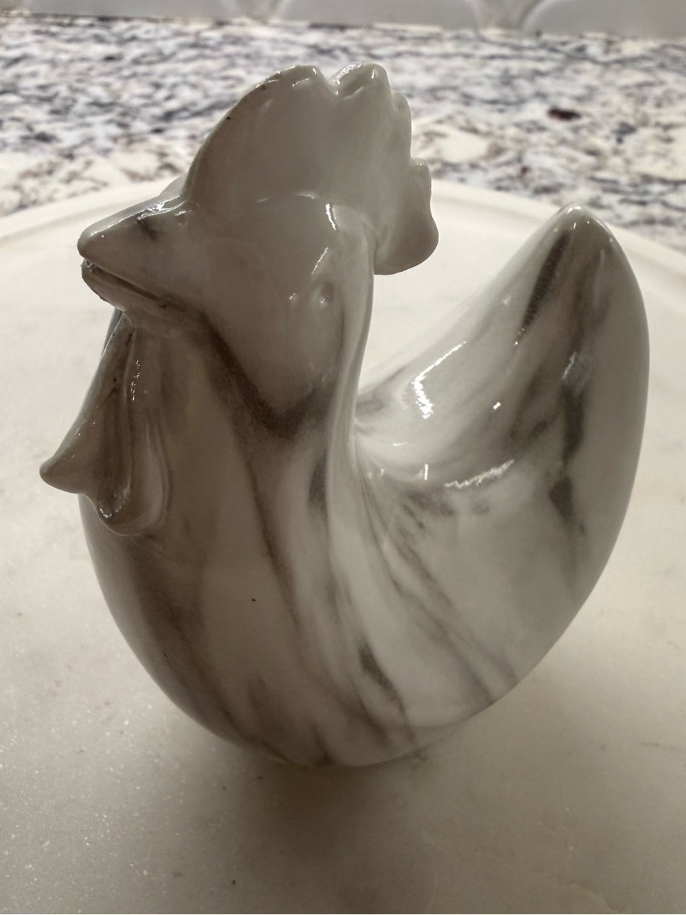 Vintage Marble-Look Swirl Ceramic Rooster Figurine – 5"
